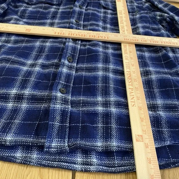 WOOLRICH Oxbow Flannel Over ShirtXXL Waist Pockets Plaid Blue warm cabin camp